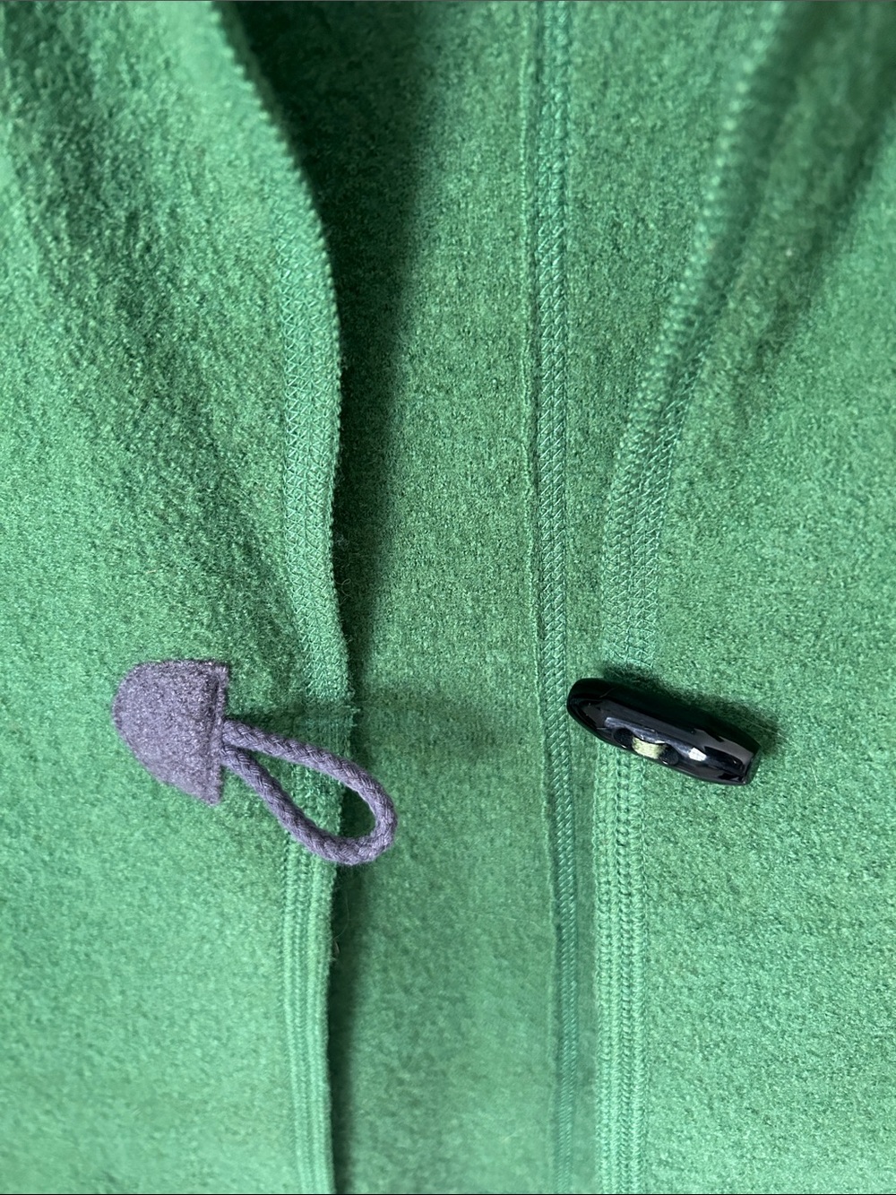 Norm Thompson Vtg 100% boiled wool green open front toggle sweater vest L - Picture 3 of 11